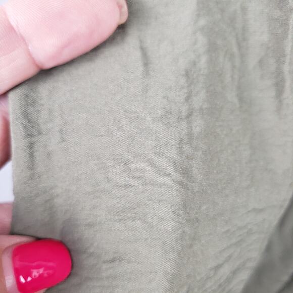 Banana Republic M Sleeveless V-Neck Midi Dress Olive Green Pockets Lagenlook - Picture 4 of 9